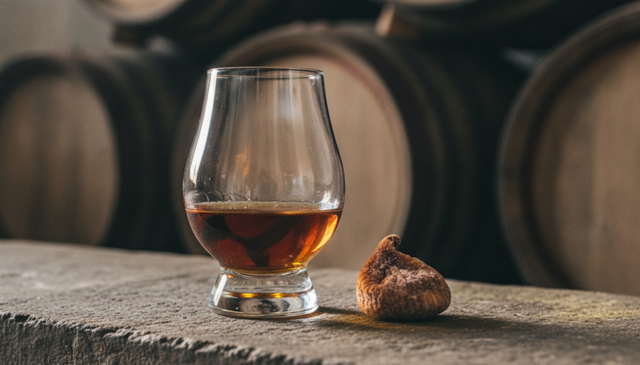 Ardbeg Dolce 2026: koyu kehribar viski kadehi ve fıçı arka planı