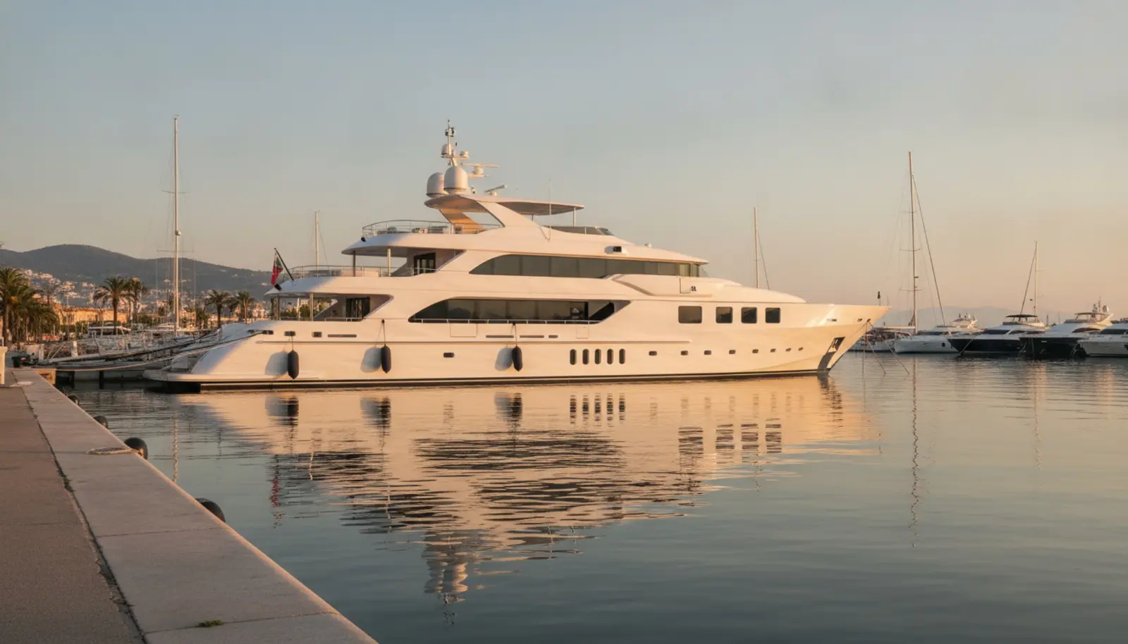 Custom Line Navetta 35, Cannes Yachting Festival 2026'da Port Canto rıhtımında sabah erken saatlerde