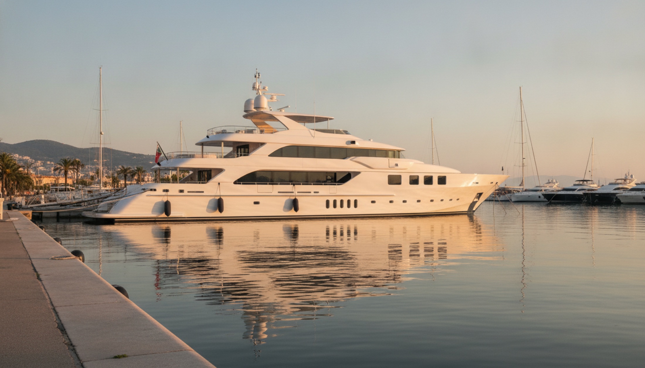 Custom Line Navetta 35, Cannes Yachting Festival 2026'da Port Canto rıhtımında sabah erken saatlerde