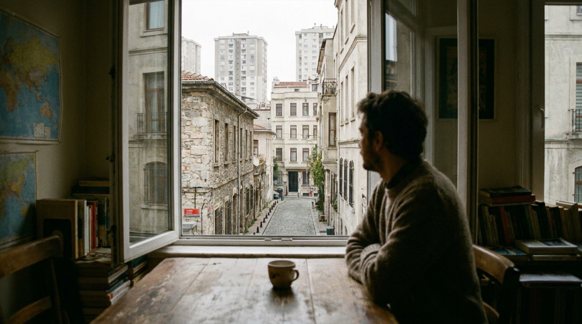 İstanbul Boğazı'nda yalı cepheleri, su yüzeyinde yansıma