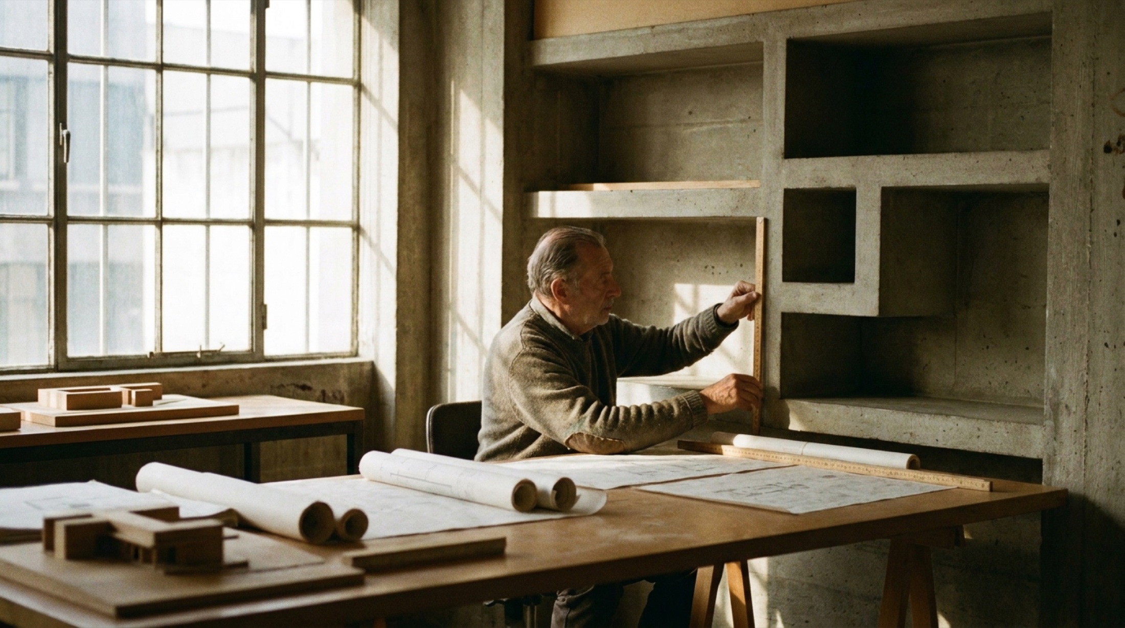 Le Corbusier Modulor oran sistemi şeması, insan figürü ve mimari ölçek çizimi