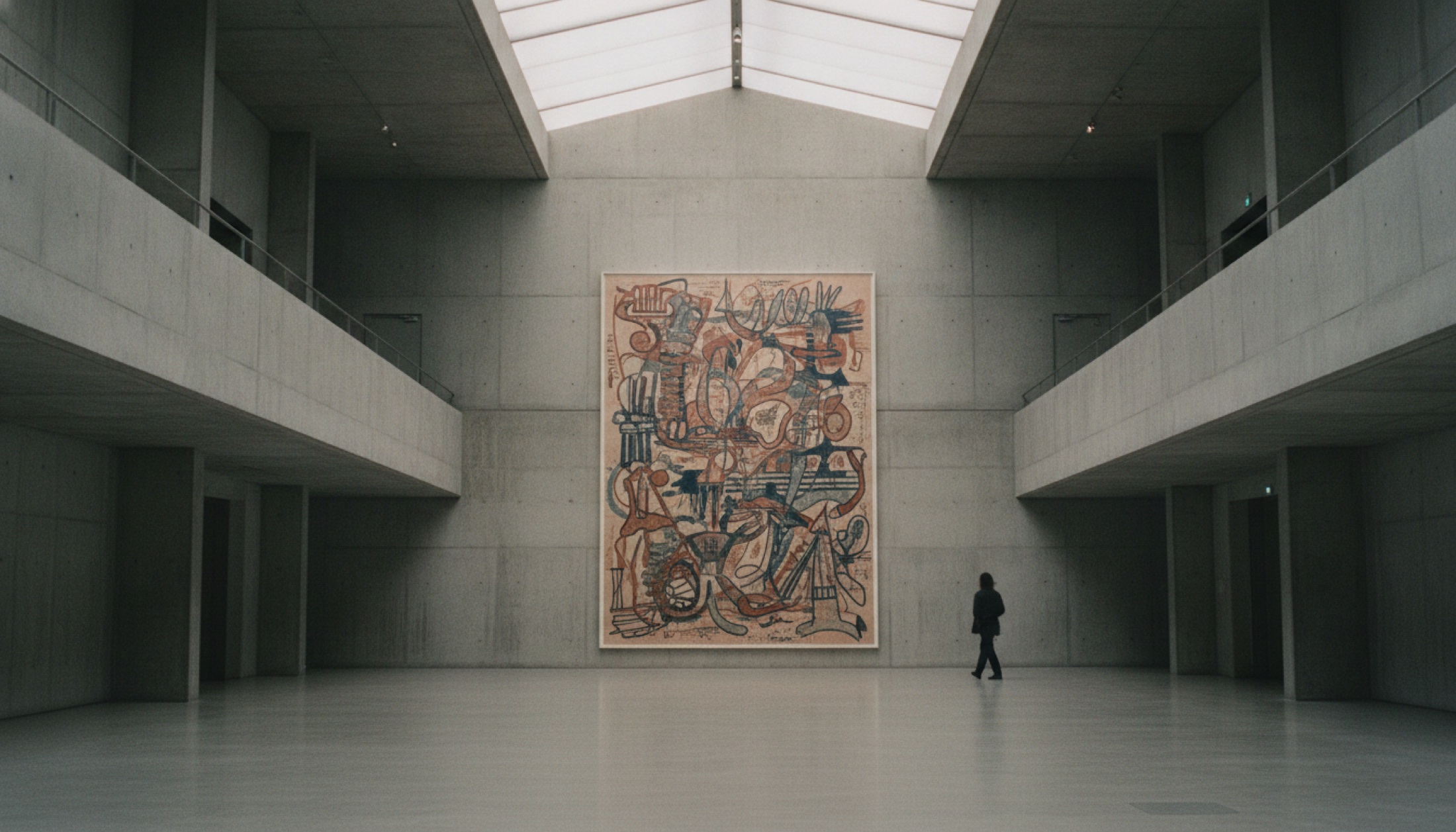 Smithsonian Air and Space Museum'un yenilenen galerisinde Rauschenberg baskıları, doğal ışık altında