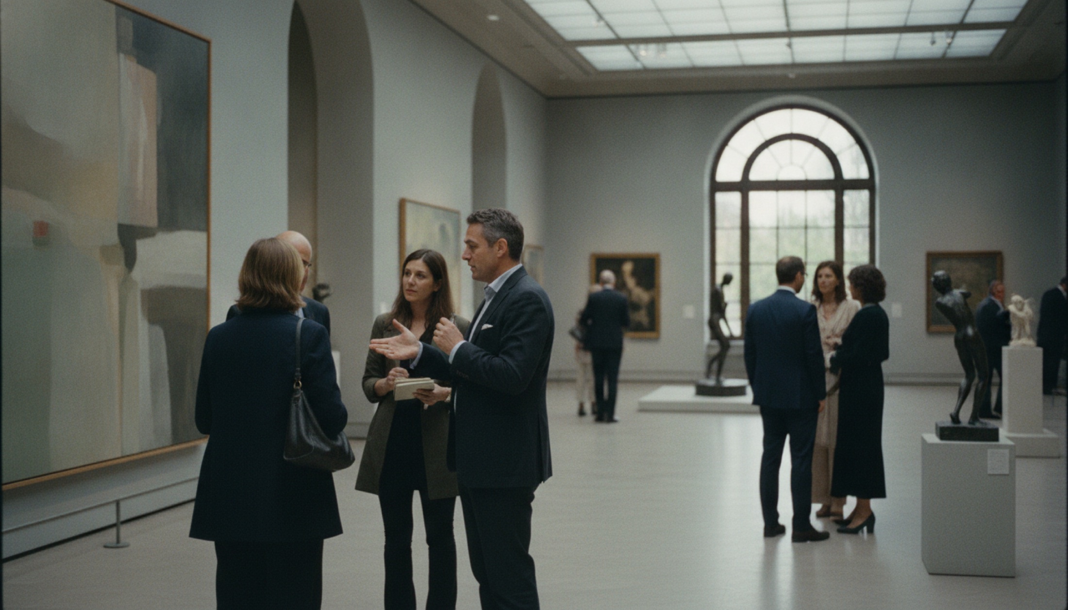 Sotheby's müzayede salonunun içeriden üst açıdan görünümü