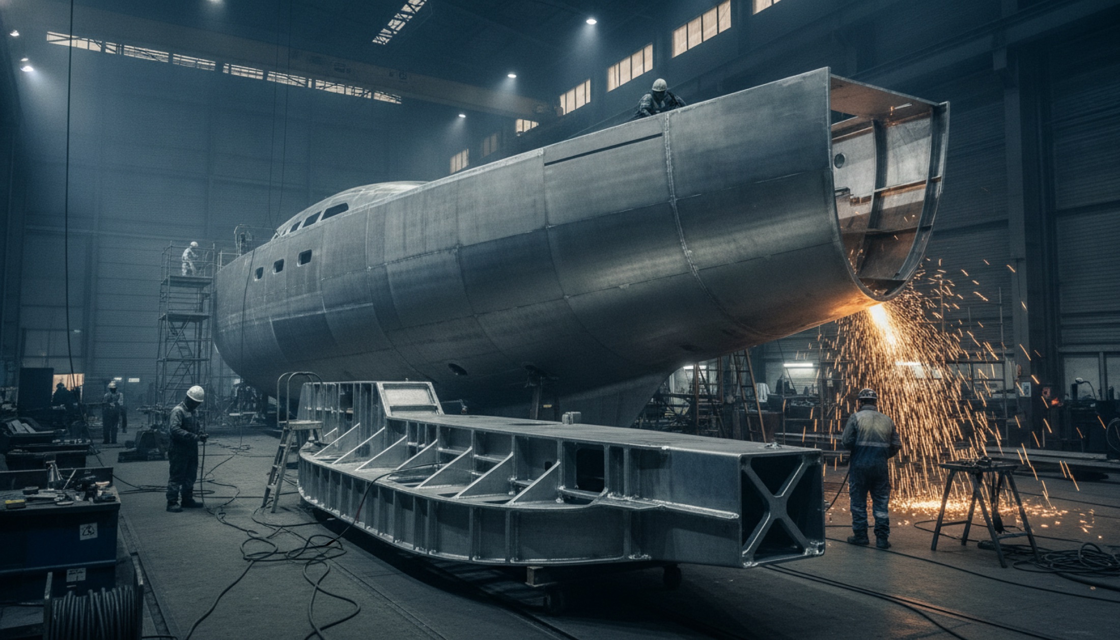Swan Alloy 44 alüminyum gövde inşaatı tersanede — Nautor Swan'ın 60. yılında ilk alüminyum süperyatı